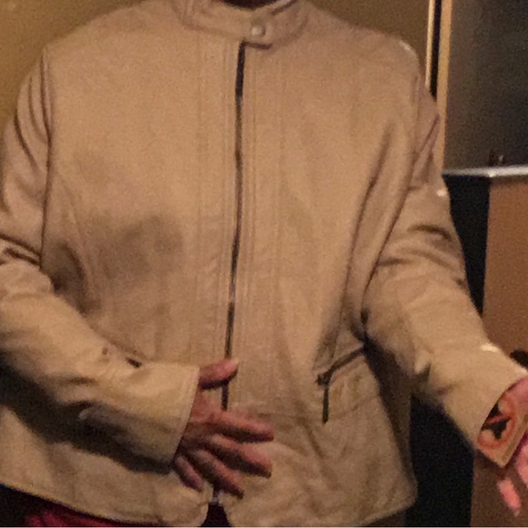 🆕❤️ NWT JOUJOU CAMEL VEGAN LEATHER JACKET 🔱🔱 🆕 - Picture 14 of 16